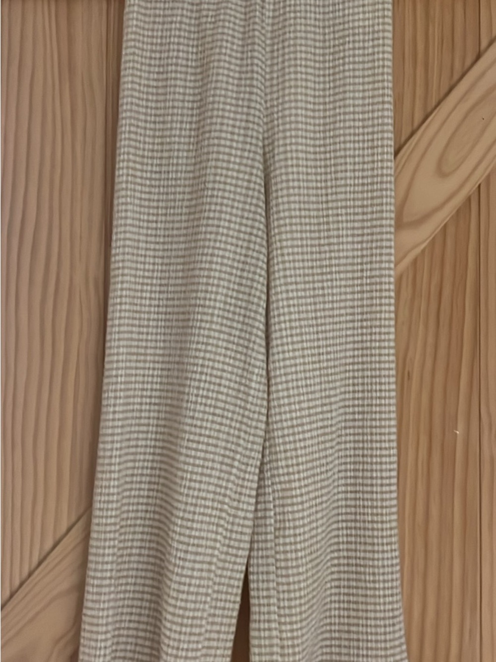 Wilfred Beige and Cream Plaid Wide-Leg Trousers